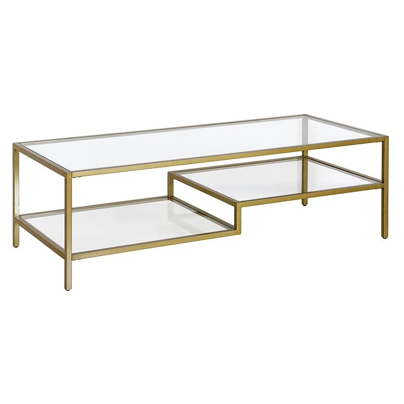 Lovett 54'' Wide Rectangular Coffee Table in Brass