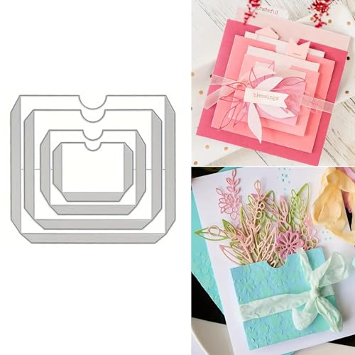 Gift Card Tags Metal Die Cuts, Gift Card Holder Pockets Wedding Cutting Dies Cut Stencils for DIY Photo Decorative Embossing Paper Dies for Scrapbooking Card Making