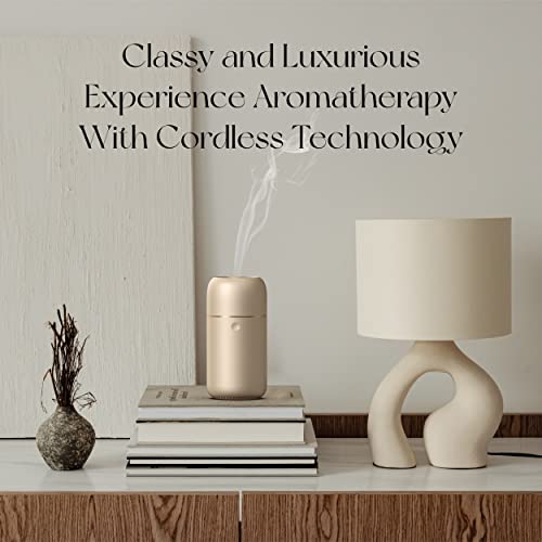 Premium Portable Essential Oil Diffuser (Champagne Gold) | Jsavon Chic Aluminum Alloy Luxury Diffuser Humidifier | 65Ml Capacity, 3 Lighting Modes, Rechargeable, Battery Power,Wireless, Usb Charge #TOP7