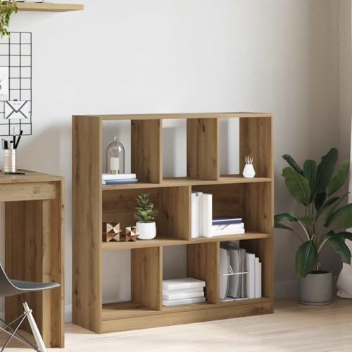 Estantería de madera de roble Artisan independiente con 8 compartimentos organizadores 2