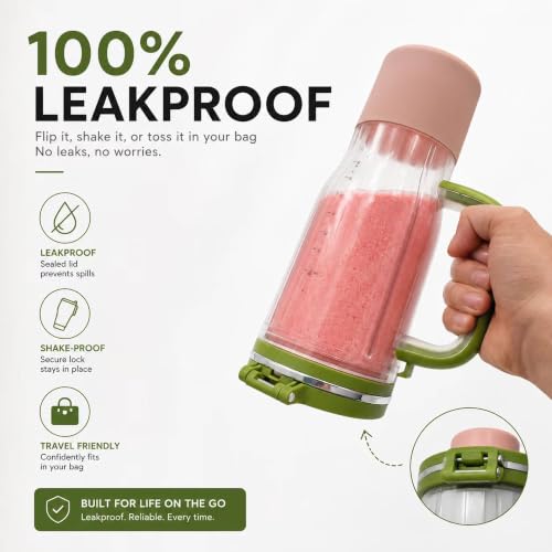 Image of 26oz Replacement Travel Tumbler for Ninja BlendBoss Blender, Green | Travel Smoothie Blender Cup with Leakproof Lid & Detachable Straw Compatible with Ninja DB301 & DB351 Series Blender