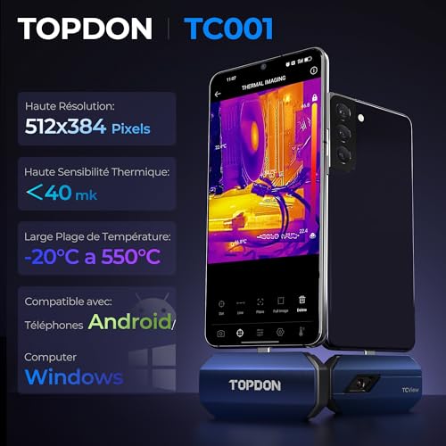 TOPDON TC001 Caméra Thermique Infrarouge Android USB C, 512*384 Résolution – vue 2