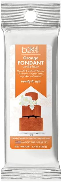 Miniatura 3 de BAKELL Fondant de vainilla naranja 4.4 onzas  Pasteles y magdalenas  Vegano, Kosher, sin frutos secos, sin lácteos
