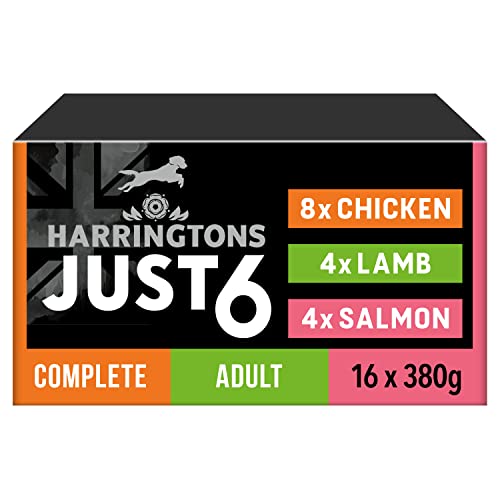 Harringtons Just 6 Complete Grain Free Mixed Wet Dog Food Bumper Pack 16x380g