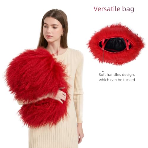 Image of Women Luxury Real Curly Mongolian Lamb Fur Purse