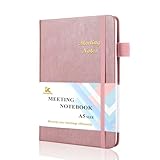 Tiankool Meeting Notebook for Work - Premium Leatherette Hardcover Meeting Planner Notebook for Work with Action Items , Summary and Numbered Pages - 5.8x 8.2' Office Business Meeting Notes Notebook