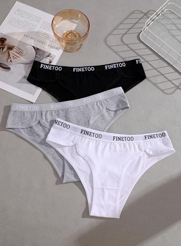 Image of FINETOO Cotton Underwear for Women Cheeky Panties Sexy Hipster Bikini Underwear Elastic Waistband Stretch Briefs 5 Pack
