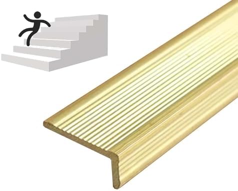 Brass Non-Slip Stair Edge Protector Trim for Wood Flooring Transition, 34x30mm, Durable Indoor & Outdoor Safety Nosing for Enhanced Stability and Protection