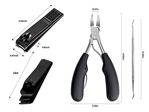 Miniatura 6 de Juego de cortaúñas, 4 unidades, cortaúñas para uñas gruesas, fúngicas o encarnadas con mango suave más ligero