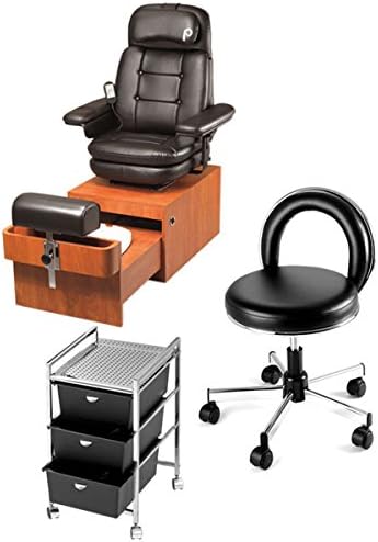 Amalfi Pedicure Spa Package for Salons Includes Amalfi Plumbing Free Pedicure Spa PS89, JoJo Sr. Mini Pedicure Stool 549 and Pedicure Metal Roller Cart D23, PIB-PS89PKG