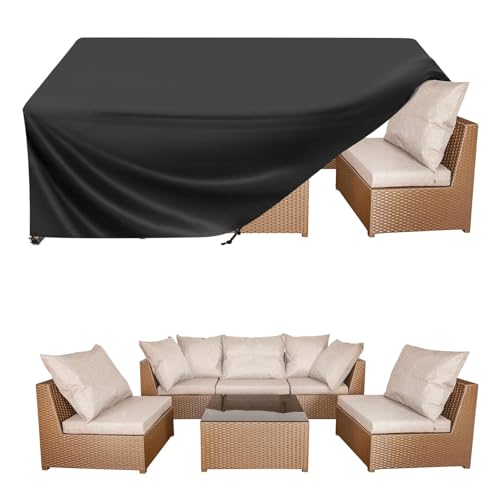 BALEINE Patio Furniture Covers, 108×82 Outdoor Furniture Cover Waterproof, Heavy Duty Oxford Patio Table Cover for Outdoor Table, Chair, Sofa, Desk (Black 108"L×82"W×28"H) 108"L x 82"W x 28"