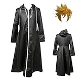 RZCOSYZH US size Game Organization XIII cosplay Costume Black PU Long coat and wig suit (Medium)
