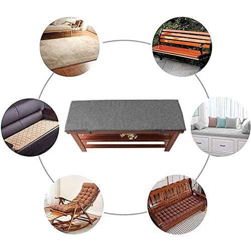 ALEEIK Non-Slip Cotton Linen Bench Seat Cushion with Ties Patio Furniture Bench Cushion Durable Fade-Resistant Outdoor/Indoor Bench Seat Cushion(34x11 Inches, Blue)