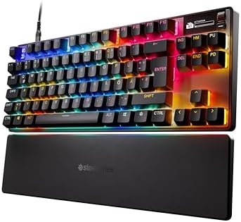 SteelSeries APEX PRO TKL Gen-3-Gaming-Tastatur – OmniPoint 3.0 analoge magnetische Schalter, Quickset-Auto-Presets (Schnellabzug, Schnellantipp/SOCD, Schutzmodus), OLED,RGB,PBT, US