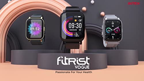 Image of Intex FitRist Vogue Smart Watch 1.7 Vision Glass Display Royal Metal Square Design Dual Pairing Bluetooth Calling Feature 24*7 Heart Rate Detector Colour (Black)