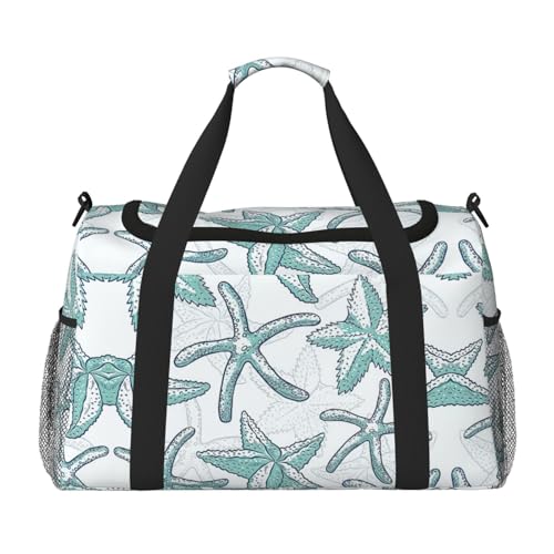 Bolsa de viaje de estrella de mar, bolsa de compras grande reutilizable, bolsa de vacaciones, bolsa deportiva con correa cruzada ajustable