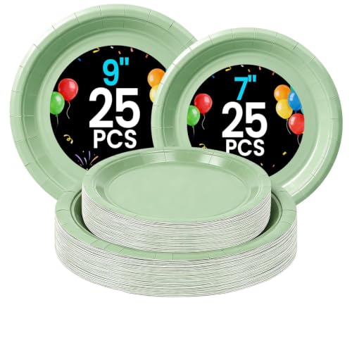 LANLISA Sage Green Paper Plates