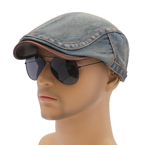 Image of ZLYC Men Cotton Flat Cap Summer Scally Ivy Gatsby Newsboy Beret Driver Cabbie Hunting Hat