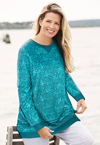 Woman Within Women's Plus Size Fleece Sweatshirt - 3X, Soft Iris Purple #TOP5