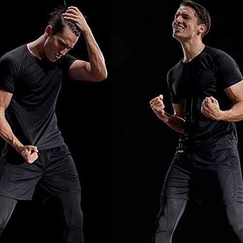 Kit com 3 Camisetas Masculinas Dry Fit Básicas Academia Treino Exercício - Slim Fitness - 2 Preto 1