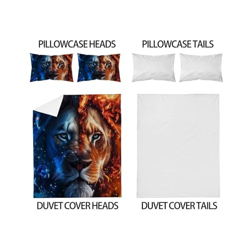 Housse de couette double 200x200 glace et feu animaux 3D - 4