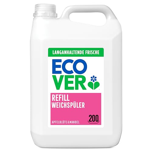 Ecover Weichspüler Nachfüllpack sorgt für weiche und geschmeidige Wäsche Apfelblüten- und Mandelduft 200 Wäschen 1 x 5L