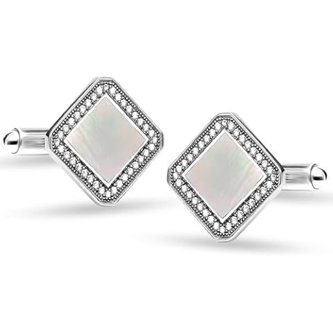 LeCalla Sterling Silver Cufflinks with Zirconia Cover