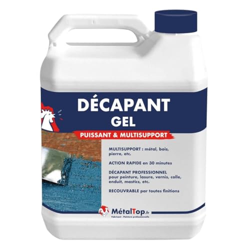Metaltop Decapant Gel - 5 L Enlève peinture, vernis, colle et cire sans abîmer les supports