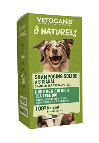 Vetocanis - Shampoing Solide Bio pour Chiens à l'huile Ricin & Tea Tree - Issu d'une Fabrication Artisanale Responsable Française - Equivaut à 2x300ml de...