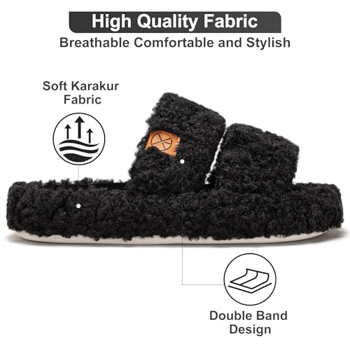 Women's House Slippers Fuzzy Open-toe Soft Comfy Memory Foam Indoor Bedroom Shoes3