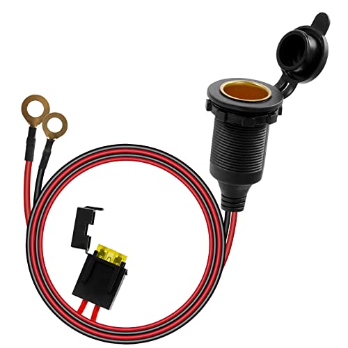 Zigarettenanzünder, Wasserdicht Marine Grade 12V / 24V Gleichstrom-Feuerzeugsteckdose Steckdose mit 1.2m 14AWG 20A Anschlusskabel, für Auto/Boot/Motorrad