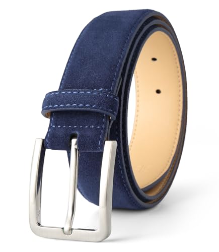 Image of Men's Belt Casual Genuine Leather Suede Belts for Men 1 3 /8 inch Wide Elegant Golf Dress Belt