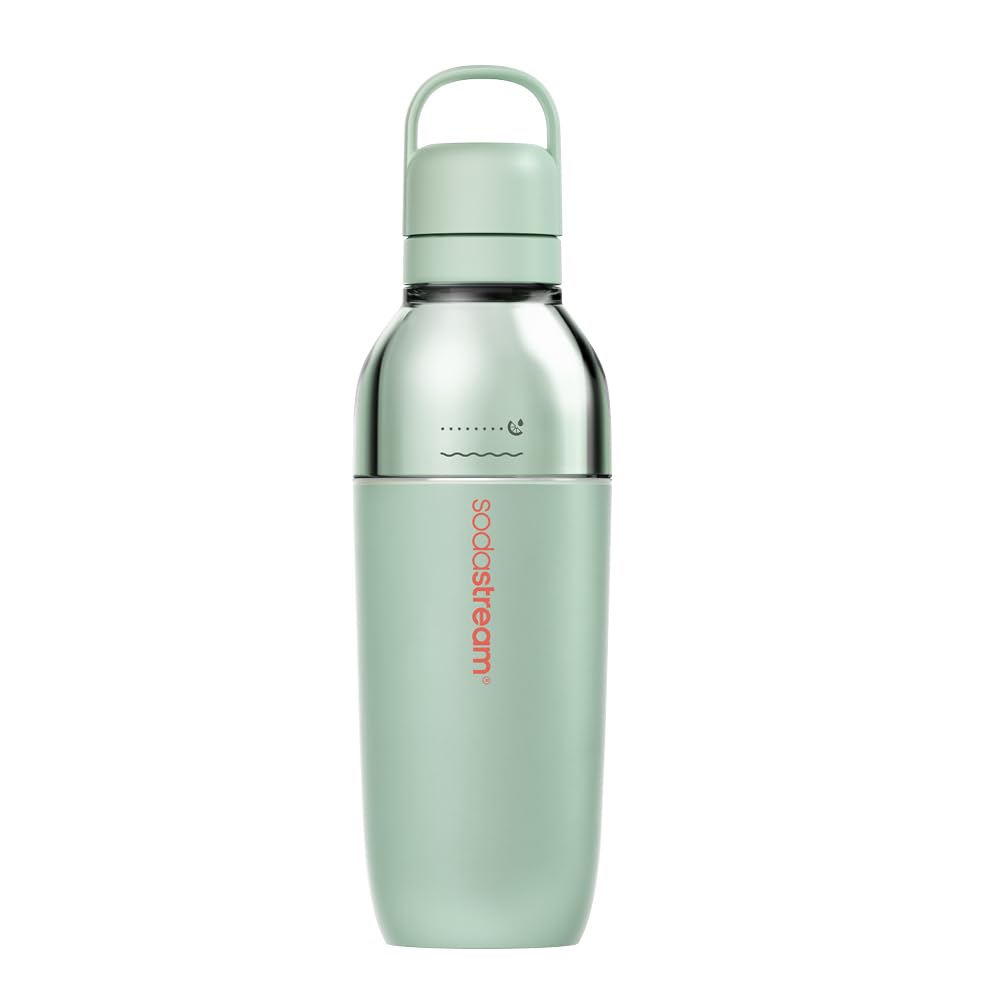 sodastream Fizz & Go Easy Mix – Bouteille isotherme en acier inoxydable 0,9L, double paroi, conserve chaud ou froid jusqu’à 6h, compatible machines, vert menthe