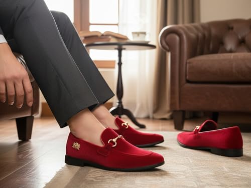 Image of Men's Velvet Designer Classic Dress Tuxedo Smoking Slipper Loafers Slip On Shoes SM-56