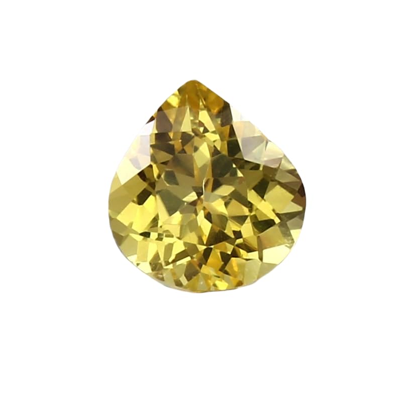 Saphir jaune naturel facetté en cœur, gemme 11x10mm pour fabrication collier bague