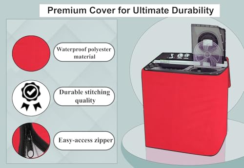 Image of Stylista Waterproof and Dustproof Polyester Washing Machine Cover Compatible for Godrej 7 Kg Semi-Automatic Top Loading WS EDGE CLS 70 5.0 PN2 GPGR, Red