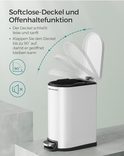 SONGMICS Kosmetikeimer, 10 Liter, Mülleimer Bad mit Deckel, Softclose – Ansicht 6