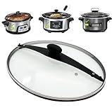 Oval Glass Lid Compatible with Hamilton Beach Slow Cooker (6quart) Model 33969 33866 33861, The Silicon Ring around the lid help to seal the pot, Clips help to lock the lid.