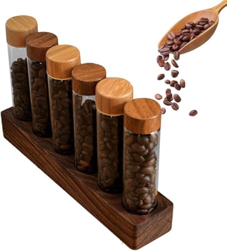 SLLS 木製試験管立て 試験管スタンド スパイスラック ガラスチューブホルダー コーヒー豆・茶・ハーブ用 多用途収納ラック