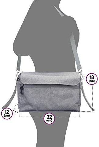 BTR XL Buggy Organiser Pram Storage Bag for Pushchairs with Mobile Phone Holder Plus 2 x Pram Hooks. Dove Grey
