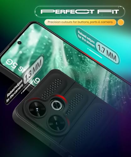 Image of WOW IMAGINE Ultimate Silicone Back Cover Case for Mi Redmi 13 5G | Poco M6 Plus 5G | Heat Dissipation Thin Soft TPU | 360 Camera Protection | Breathable Cooling Holes - Pitch Black