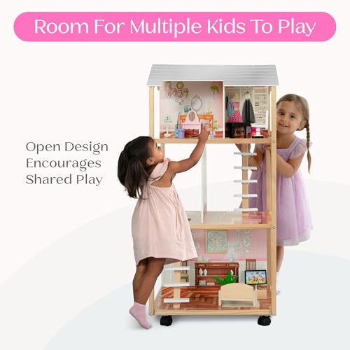 Delta Children Moveable Mansion Dollhouse - 360-Degree Play Dollhouse with Wheeled Base - Includes 16 Accessories - Fits 12-inch Dolls - Pretend Play Dream Gift for Ages 3+ - image 4