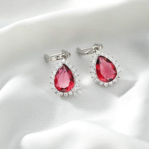 Boucles d'oreilles rubis en forme d'eau de bijoux en chute - 4