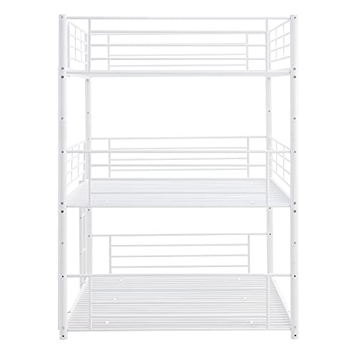 Biadnbz Metal Full Over Full Over Full Triple Bunk Bed With Built-In Ladder,Divided Into Three Separate Bedframes For Kids Teens Bedroom,White #TOP6