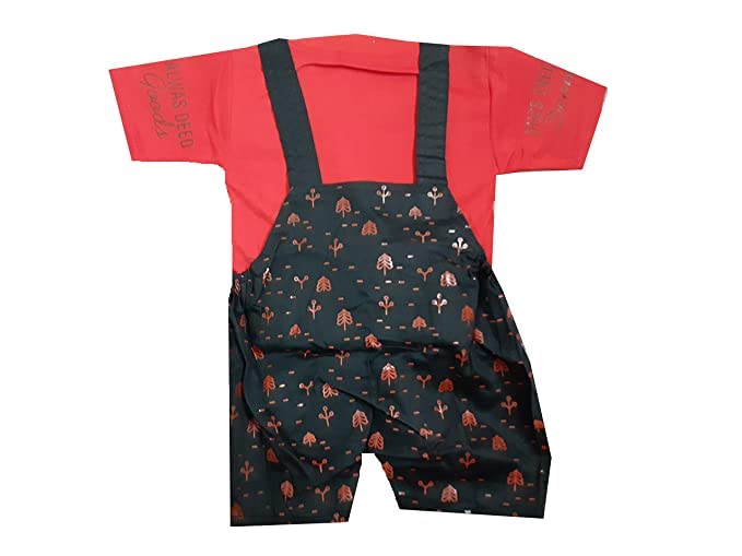 Image of Unisex Baby Boy's & Baby Girl's Teddy Bear Dungaree Set with T-Shirt For 0-6 & 6-12 Months Baby || Baby Boy Dresses || Clothes for New Born Baby