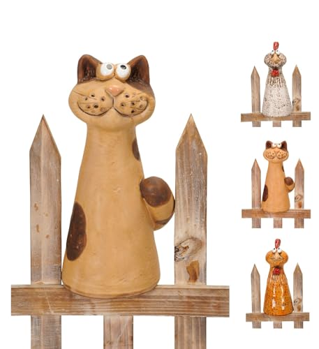 NETPROSHOP Zaunfigur Zaunhocker Katze Huhn oder Froschkönig H:...