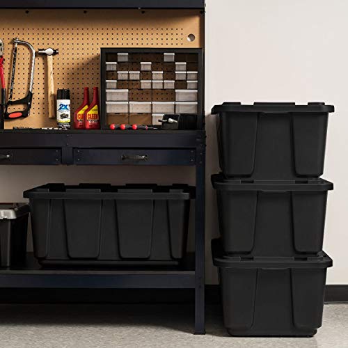 IRIS USA 4-Pack 27 Gallon Storage Bins with Lids |Made in USA| Heavy Duty Plastic Tote Containers for Truckbed Tool Box Organization, Large - Black by IRIS USA - Image 2