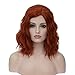 Aicos Short Curly Orange Wig Heat Resistant 35cm Fashion Ginger Red Wig Synthetic Auburn Bob Wig Suit for Daily Dress Carnival Party Masquerade Cosplay Curly Orange Wig+Wig Cap