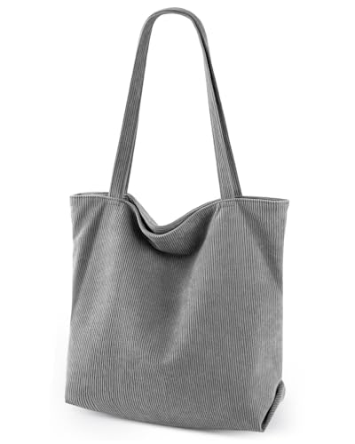 Iioscre Corduroy Tote Bag for Women,Hobo HandBags with Zipper,Large Capacity