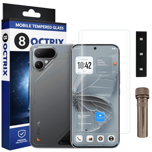 Image of Advanced Curved UV Tempered Glass Screen Protector for Tecno Pova Curve 2 | Transparent | Pack of 1 | Full Screen Coverage with UV Installation Kit
